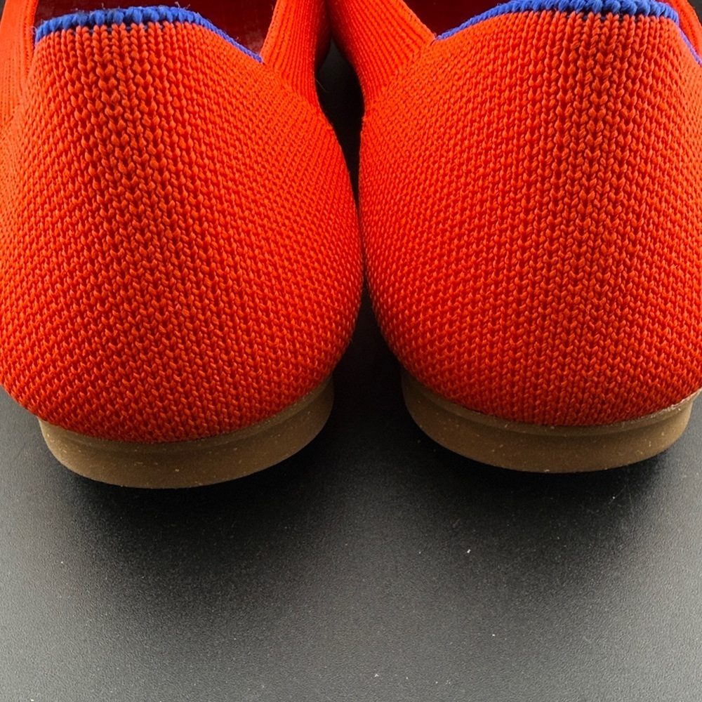 Rothy's Designer Almond Poppy Bright Red Loafers Blue Trim Flats 8 - Picture 6 of 7